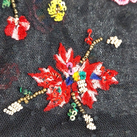 Zara black mesh lace embroidered mini dress, XS - Picture 8 of 9